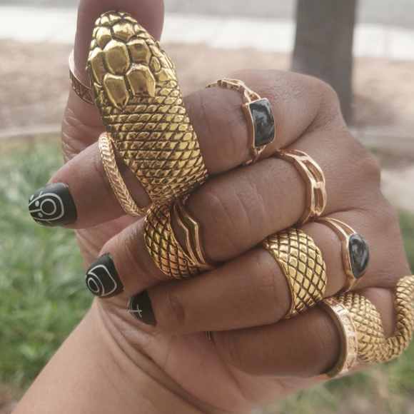 Egyptian Style Serpentine Snake Ring Set - Picture 3 of 5